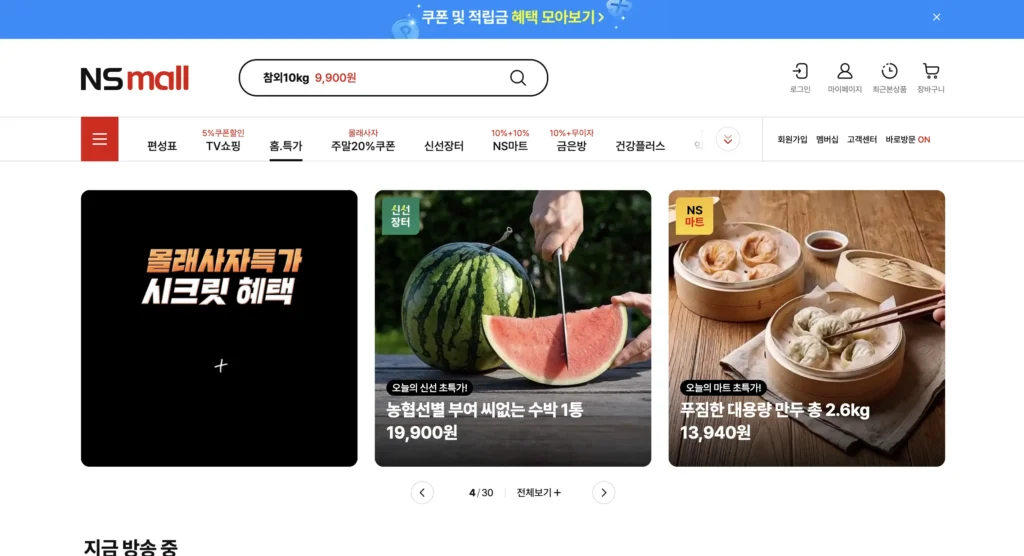 NS홈쇼핑 홈페이지